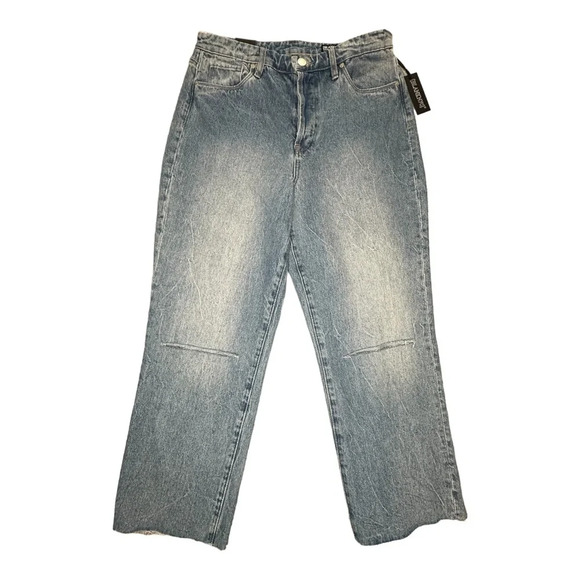 NWT Blank NYC Baxter Super High Waist Ripped Raw Hem Straight Leg Jeans Sz: 30 - Picture 1 of 15